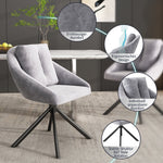 Swivel Dining Chair Set of 6 with Ergonomic Design, Grey Velvet