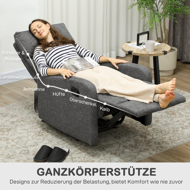 Recliner Chair, Adjustable Leg Rest, Living Room, Fabric, Grey
