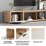 Living Room Wall Cabinet, 180x33.5x151.5cm, for TVs under 60 inches, Modern Oak White