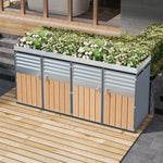 Garbage Can Enclosure with Ventilated Louvers, Lockable Four Doors and Planting Area, Galvanized Steel