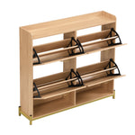 Shoe Cabinet Rattan Doors 4 Doors Metal Frame - Wood