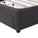 Upholstered Bed 180x200cm with Hydraulic Storage & LED, Grey Linen