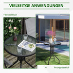 Round Garden/Balcony Table Ø60xH70cm Safety Glass Metal