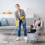 Cleaning Cart with Wringing Device, 36 Liters, Grey