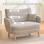 Modern Two-Seater Sofa with Armrest Cushions and Storage Bag, Loop Fabric