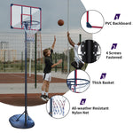 Outdoor Basketball Hoop with Height Adjustable Stand and Shock-Absorbing Basket, Red Silk-Screen Design