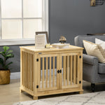 Dog Cage for Medium Dogs, Cushion, Natural Wood in Cream White