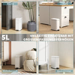 Trash Can 5L Pedal Bin with Inner Bucket, Metal, White