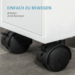 Bathroom Cabinet Niche Trolley with Wheels 2 Drawers Open Compartment, White