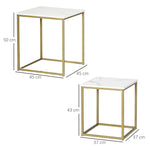 Coffee Table Set, Nesting Side Sofa Tables, Steel Frame, White