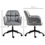 Office Chair, Modern Swivel Height Adjustable Armrest, Velvet Gray