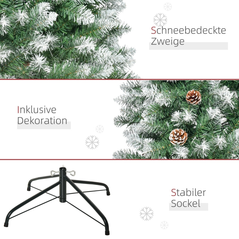 Artificial Christmas Tree, 630 Branches, 37 Cones, Snowy Tips, 180 cm
