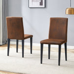 Minimalist Dining Chairs Set of 2 with Metal Legs, Brown Woven Fabric