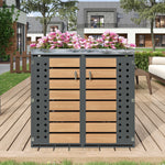 Garbage Can Enclosure with Planting Area and Lockable Dual Doors, Horizontal Wood Grain Panels