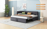 Sofa Bed, L-Shaped Pull-Out 90/180*200cm, Velvet Fabric, Gray