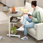 Rolling Desk with Drawer, Shelves, 4 Wheels, Chipboard & Metal