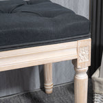 Upholstered Bench Vintage, Seat Bed Hallway with Buttons, Dark Grey Linen