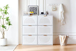 Shoe Cabinet 6 Flaps Open Shelves Freestanding 118x115x25cm - White
