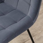 Dining Chairs, Set of 2 Upholstered Velvet, Steel Legs, Grey