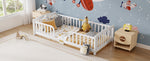 Floor Bed 90x200cm with Guardrails, Pine Wood, White
