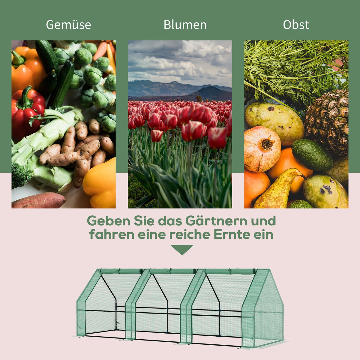 Greenhouse Cold Frame, 270x90x90cm Tomato House for Garden/Balcony, Green