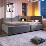 Upholstered Daybed 90x190cm, Sofa Bed with Hydraulic Storage & USB-C, Velvet Grey