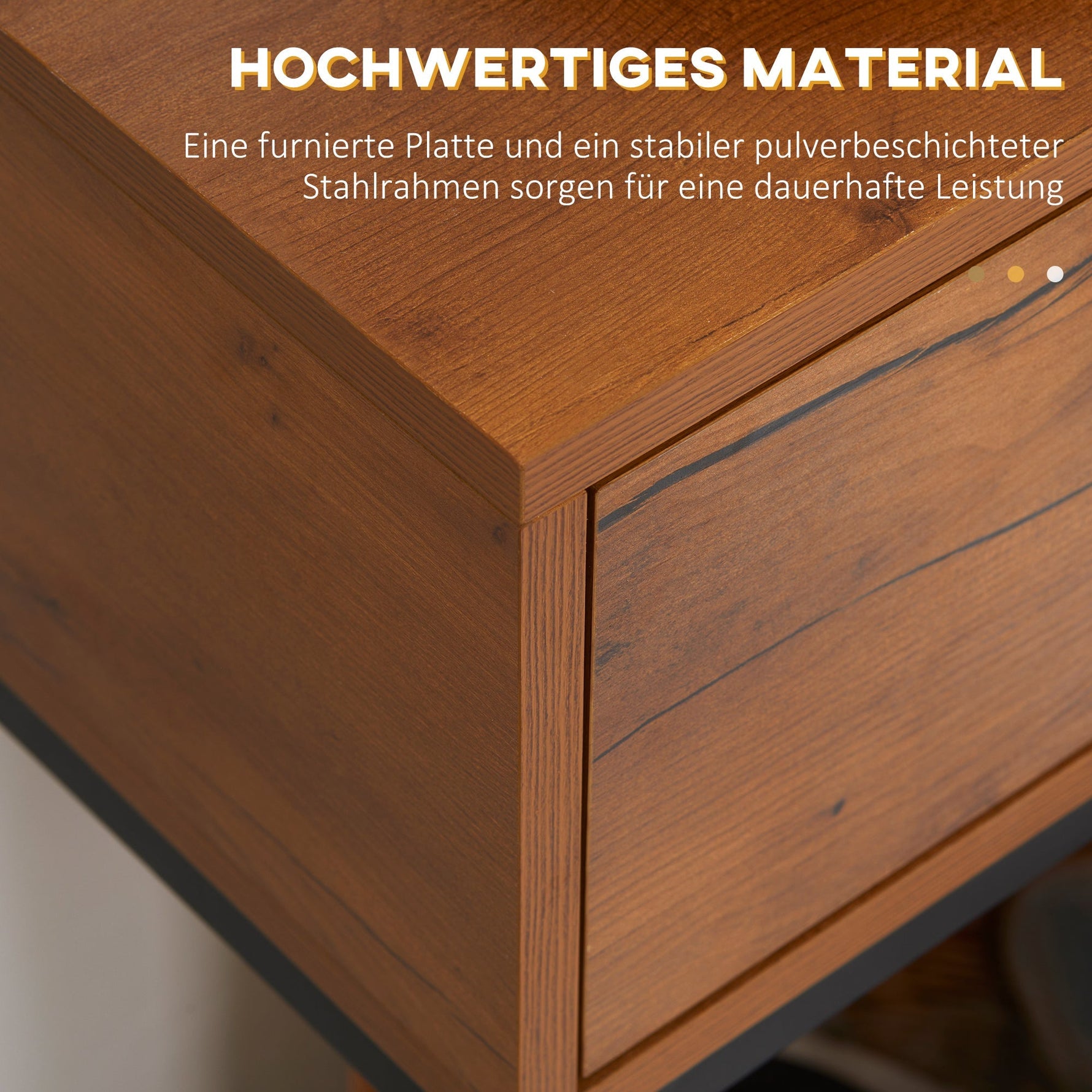 Console Table with Drawer, Sofa Hallway Side Table 80x30x76cm, Natural Wood/Steel