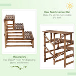 Plant Ladder Flower Shelf, 3 Steps, 80 x 80 x 78cm, Fir Wood
