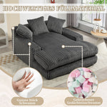 Sofa Bed, Cloud Couch with 3 Soft Pillows, Single Seat, Dark Grey Corduroy