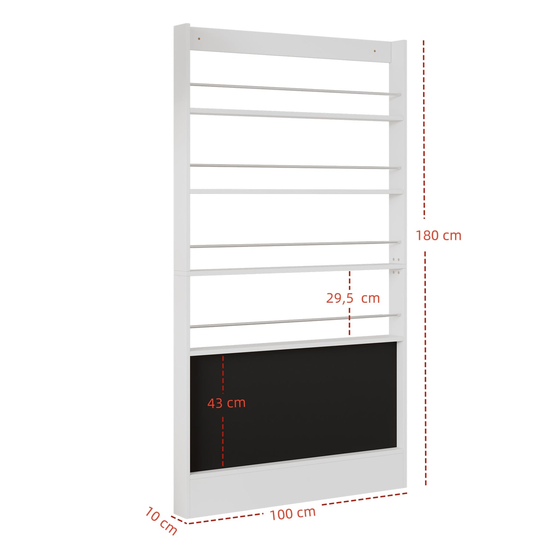 Picture Book Shelf, 2-Piece Set, 4-Tier Storage with Paintable Blackboard