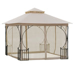 Garden Tent Double Roof Mosquito Net 295x295x275cm Polyester Beige/Black