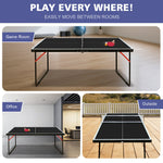 Foldable Table Tennis Table with Net, Paddles and Balls, 4.5FT Portable, Black