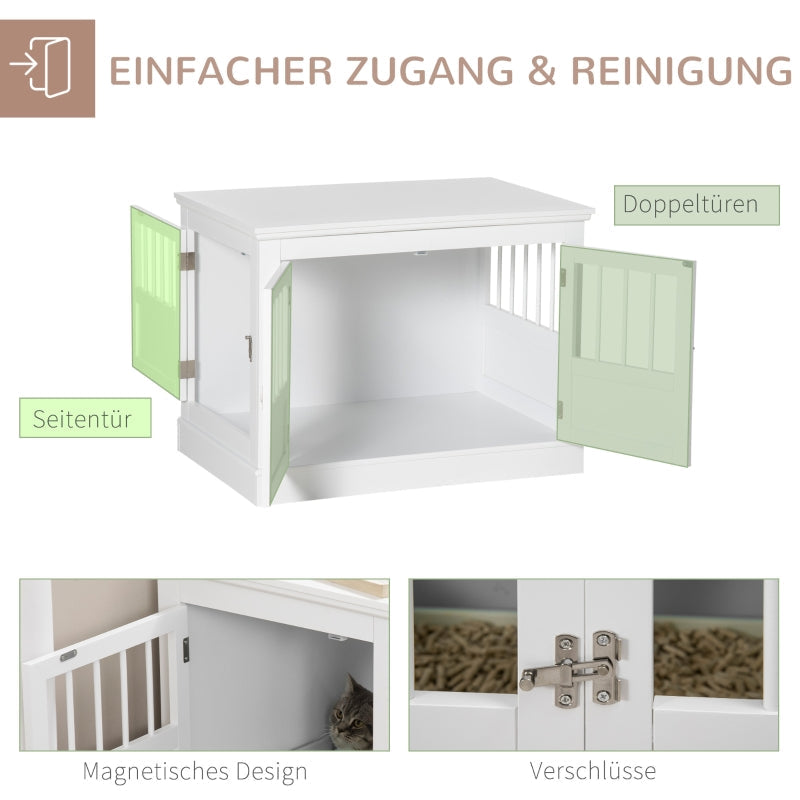 Dog Cage, Furniture with 3 Doors, 78 x 53 x 59.3 cm, White