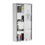 Medicine Cabinet First Aid with Lock 30x12x60cm Stainless Steel