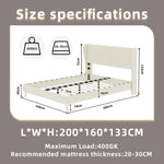Upholstered Bed with Soft Headboard & Mattress, 160x200cm, Beige