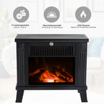 Electric Fireplace Standing, Flame Effect, 600/1200W, Metal Black