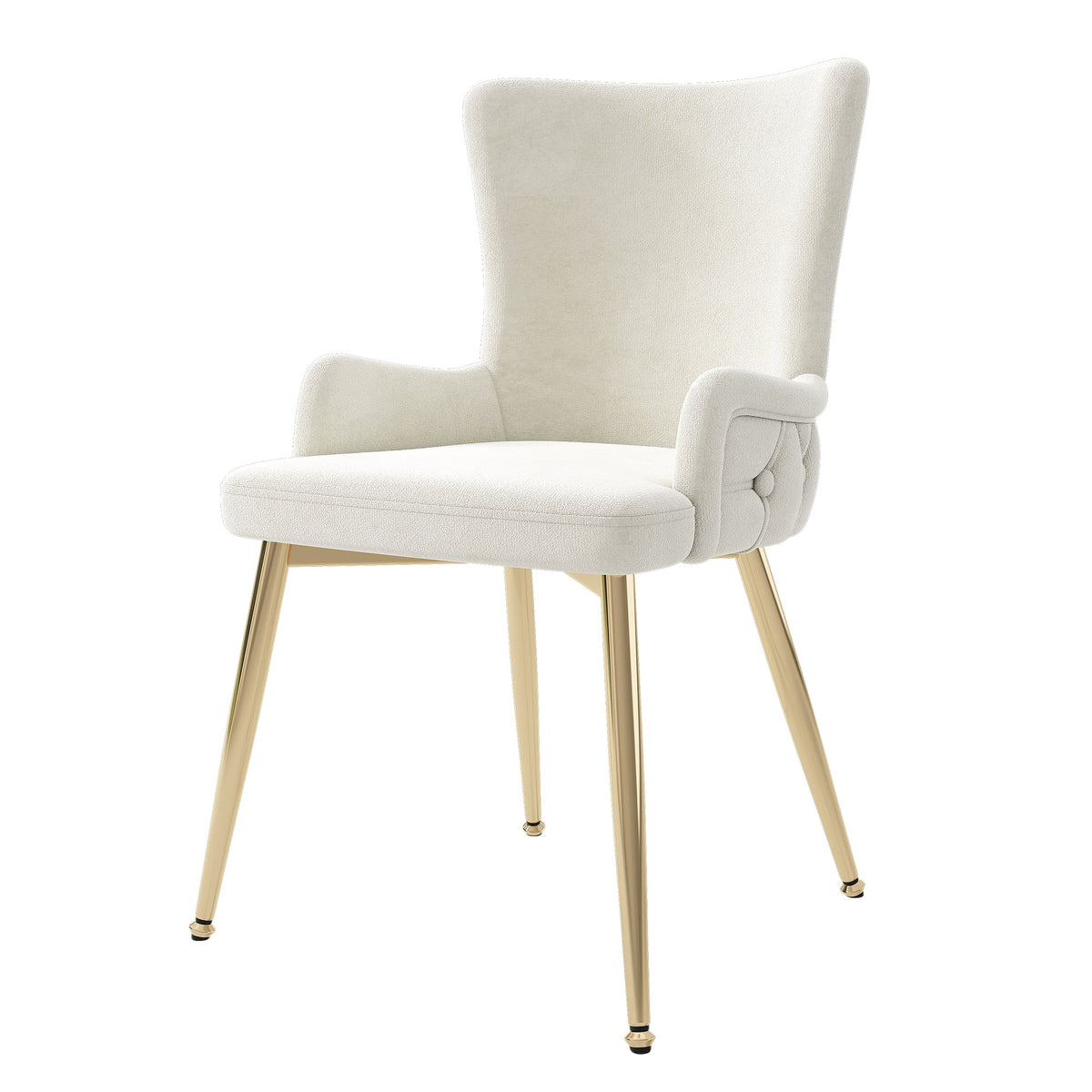 Velvet Dining Chair, Set of 6, Gold Metal Legs, Beige