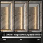 LED Bathroom Mirror 60x80 cm Backlit Anti-Fog, Aluminum Frame