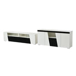 TV Cabinet and Sideboard Set High-Gloss LED Lowboard - Black and White