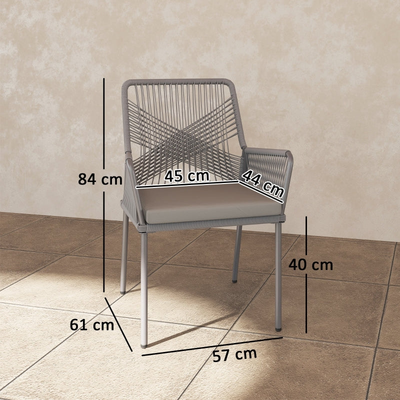 Garden Chairs, Set of 2, Rattan, Dark Grey