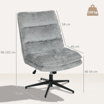 Armless Office Chair, Swivel Padded, Height Adjustable, Steel, Grey