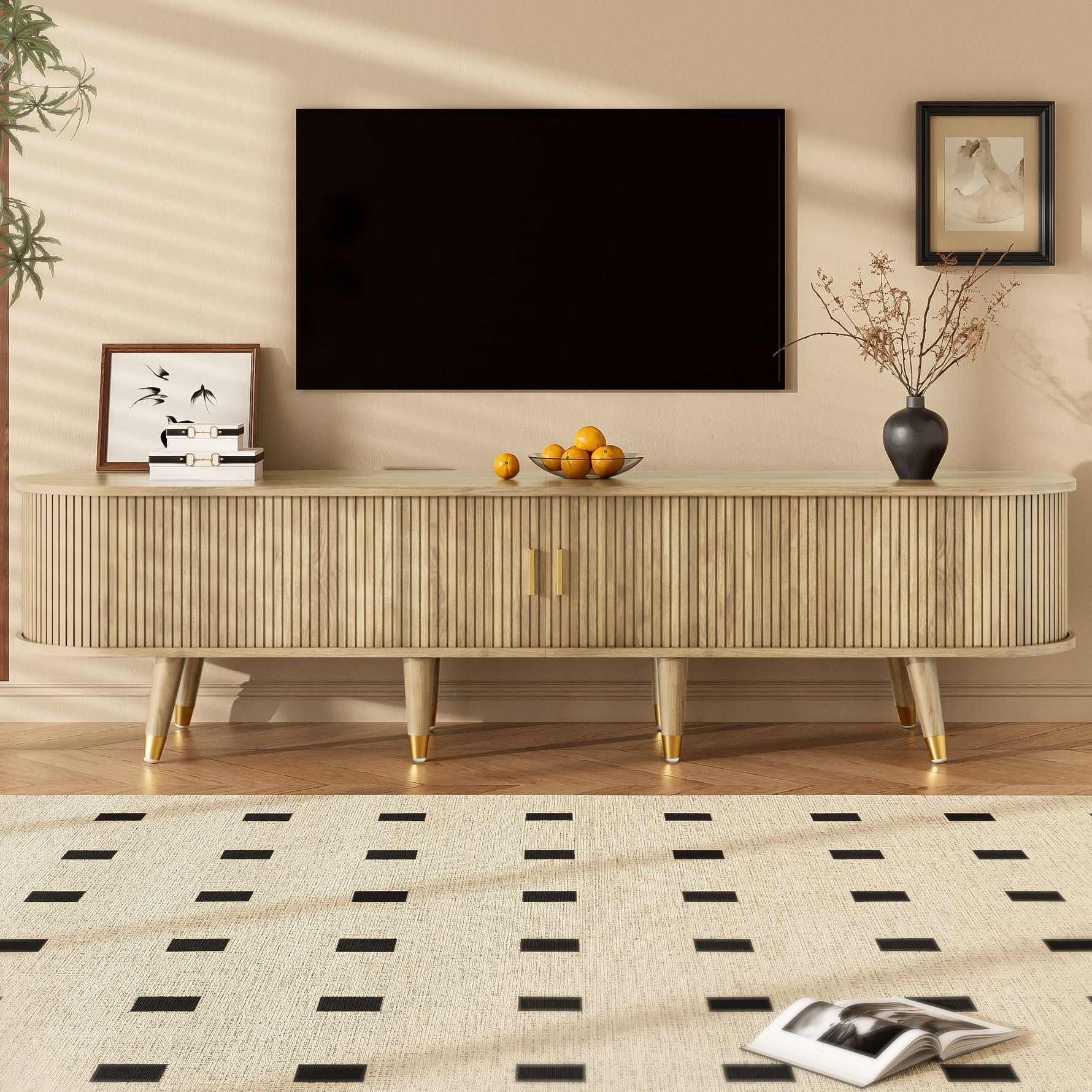 TV Cabinet Sliding Doors Unique Design