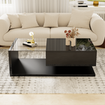 Coffee Table with Glass and LED Effect, High-Gloss Black