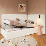 Daybed with Hydraulic Storage, USB Port and Reading Lamp, 90x200cm, Beige Boucle