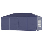 Folding Pavilion 5.85x2.95m UV Protection Side Walls Steel, Blue