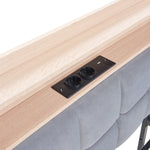 Upholstered Sofa Bed 90x200cm Drawers LED USB Grey