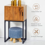 Console Table with Cabinet, Industrial Design, Natural Steel