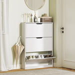 Shoe Cabinet with 3 Doors, Narrow, White