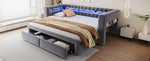 Upholstered Sofa Bed with Drawers & LED, Dark Grey Velvet