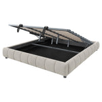 Upholstered Bed 180x200cm LED Floating Frame Storage, Beige